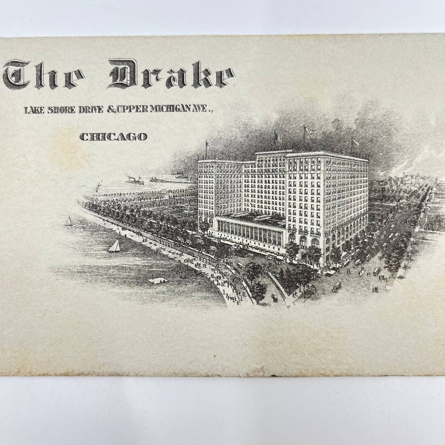 Antique Blotter Card The Drake Hotel Lithograph Chicago IL SC8
