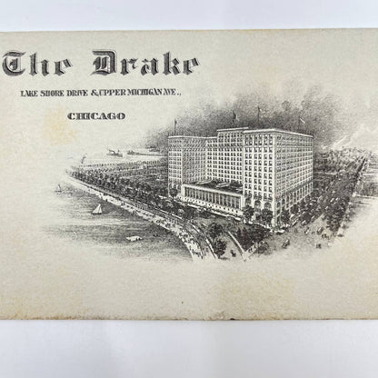Antique Blotter Card The Drake Hotel Lithograph Chicago IL SC8