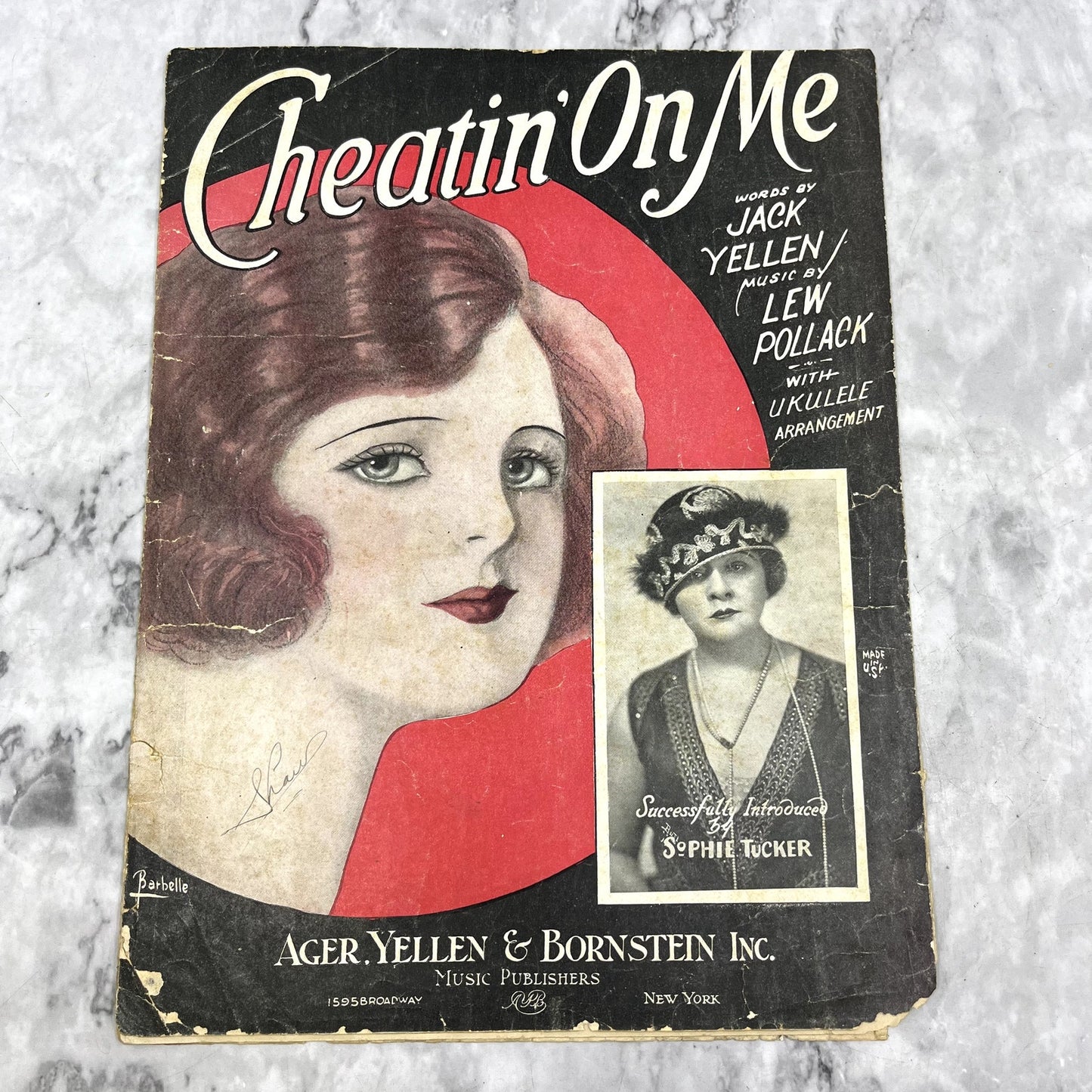 Cheatin' On Me Jack Yellen Lew Pollack Sophie Tucker 1925 Sheet Music V42-1