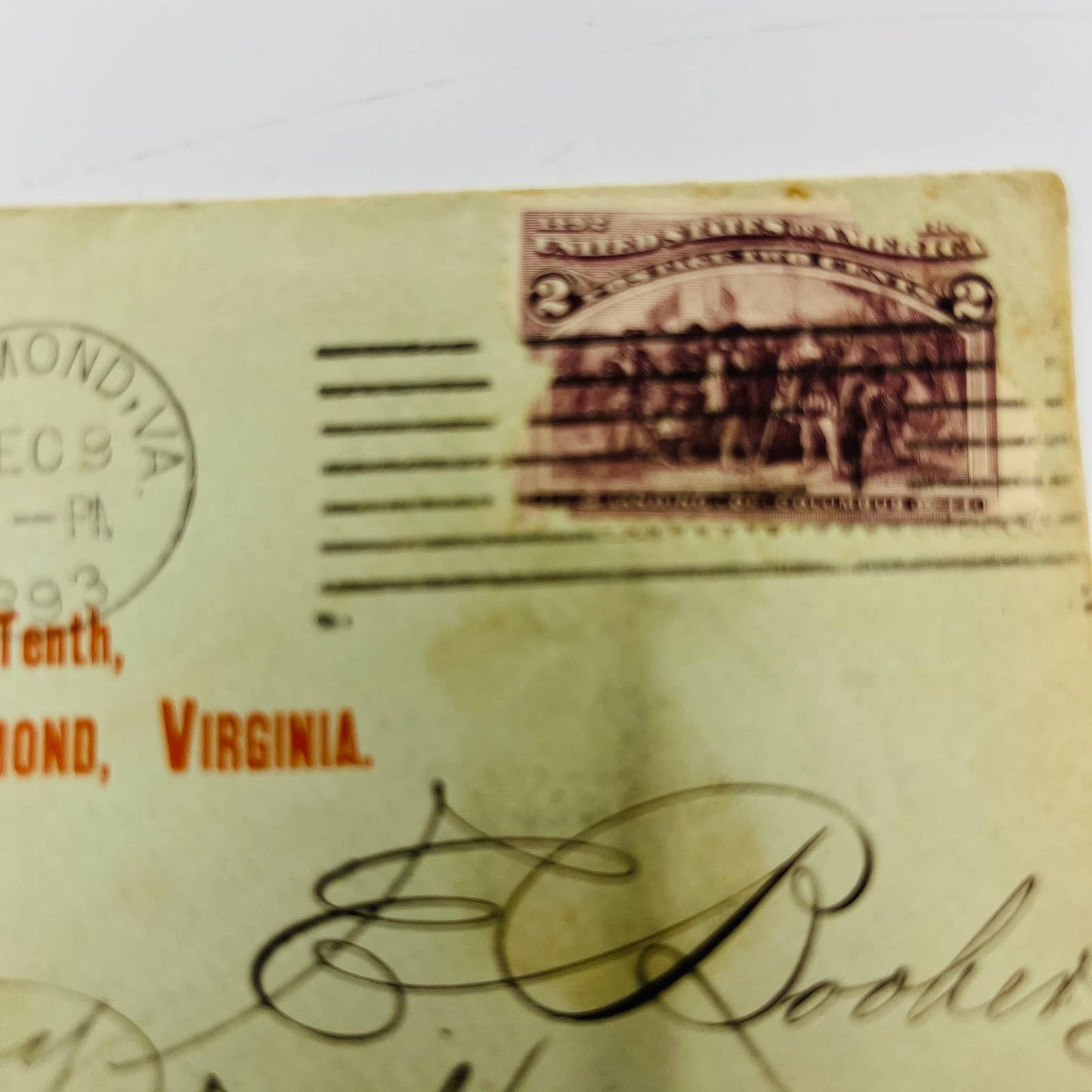 1893 Posted Envelope McAdams & Berry Clothiers Mary E. Booker Richmond VA AA5