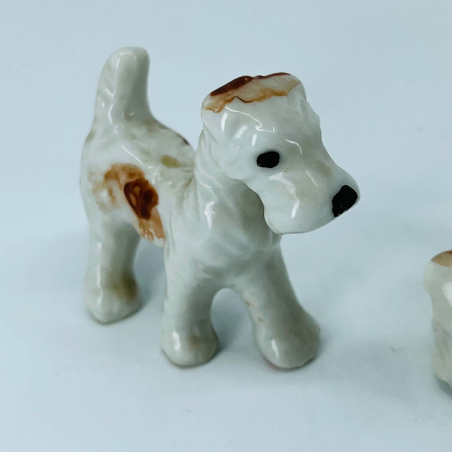 Vintage Lot of 2 Schnauzer Dog Figurines Hand Painted Ceramic 2” SA5