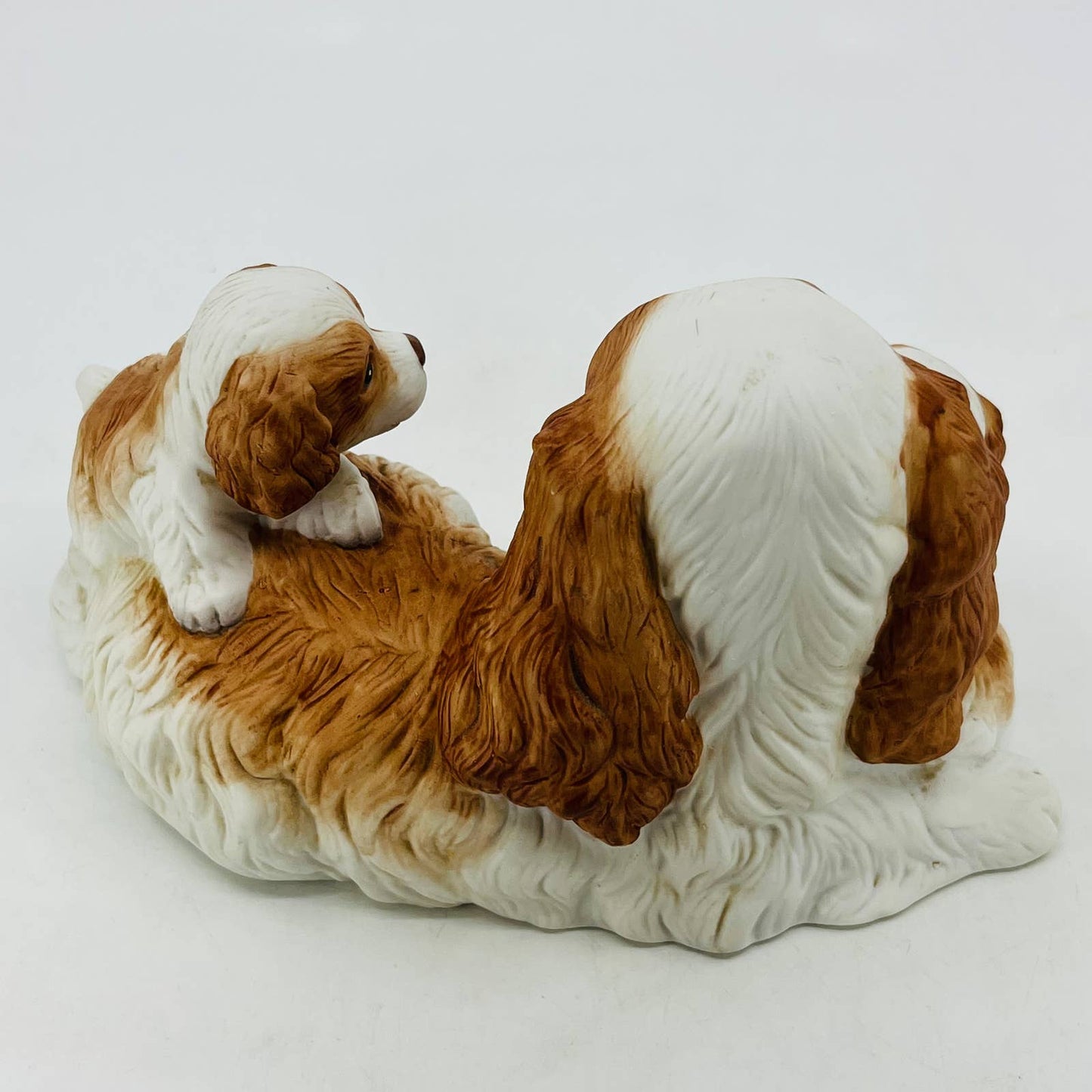 Vintage Homco #1434 Hand Painted Cocker Spaniel & Puppies Porcelain Figurine TC3