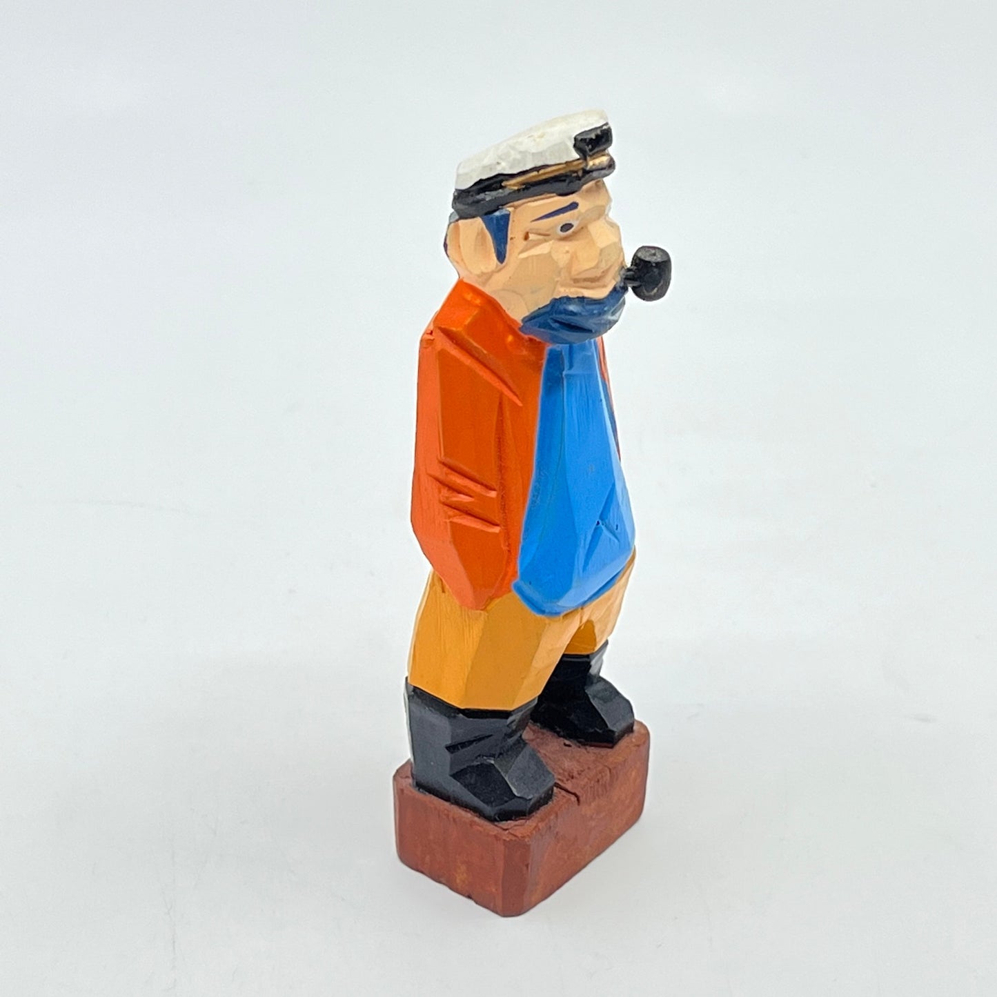 Vintage Hand Carved Painted Ship Captain Statue w/ Pipe 4” Nautical Marine TK3