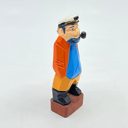 Vintage Hand Carved Painted Ship Captain Statue w/ Pipe 4” Nautical Marine TK3