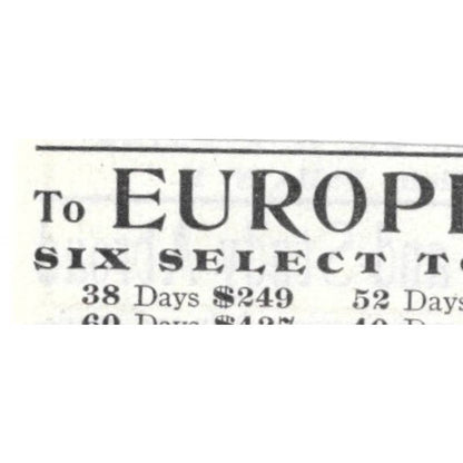 Europe Tours Baker & Gibson Nassau Street New York - 1903 Original Ad TJ8-7-6