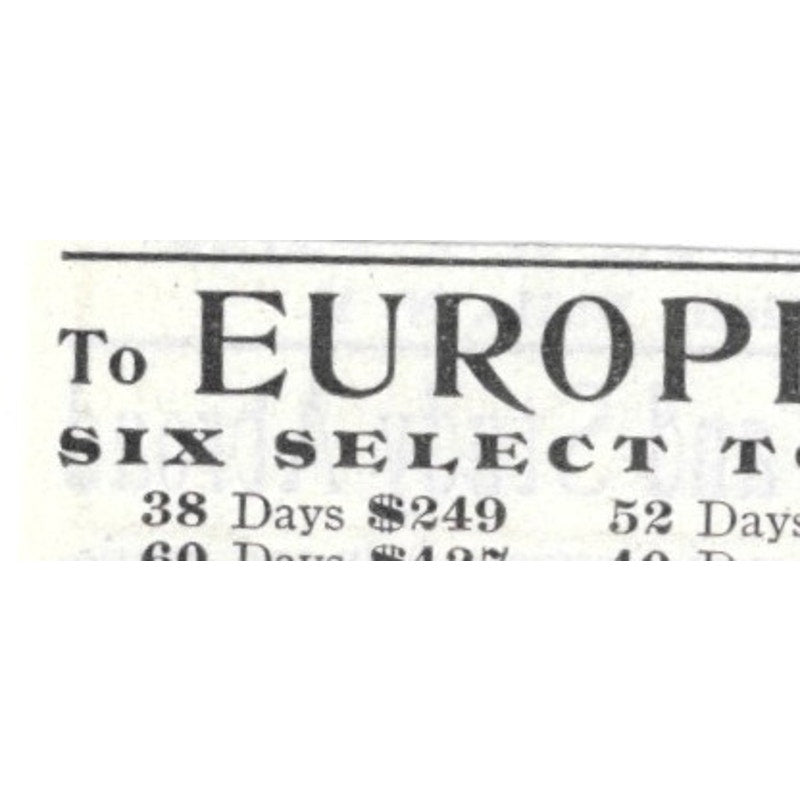 Europe Tours Baker & Gibson Nassau Street New York - 1903 Original Ad AK5-S32