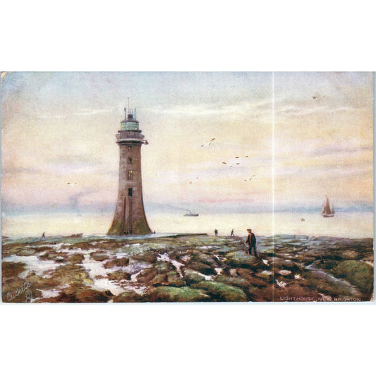 New Brighton Lighthouse Raphael Tuck Oilette Original Postcard TK1-P17