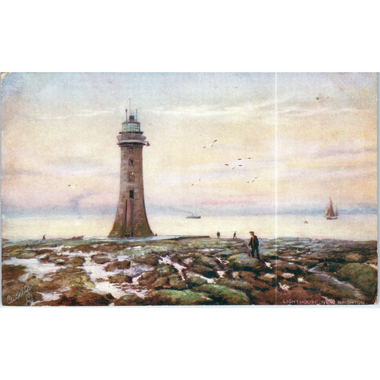 New Brighton Lighthouse Raphael Tuck Oilette Original Postcard P3-2