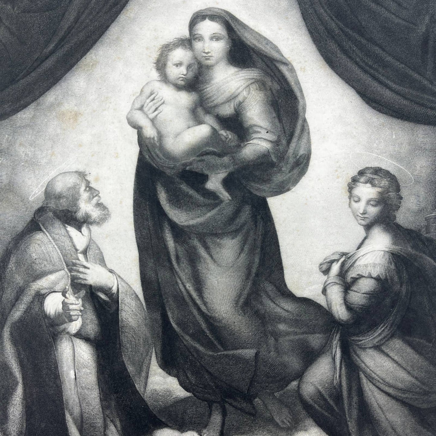 1880s Art Engraving - The Sistine Madonna - Raphael Sanzio ~11x14 FL5