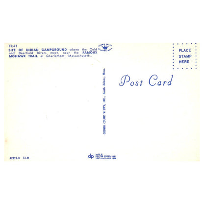 Vintage Postcard - Indian Campground, Mohawk Trail - Charlemont MA AD9