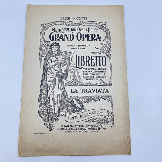 c1910 Metropolitan Opera Grand Opera Program LA TRAVIATA Libretto Playbill TE9