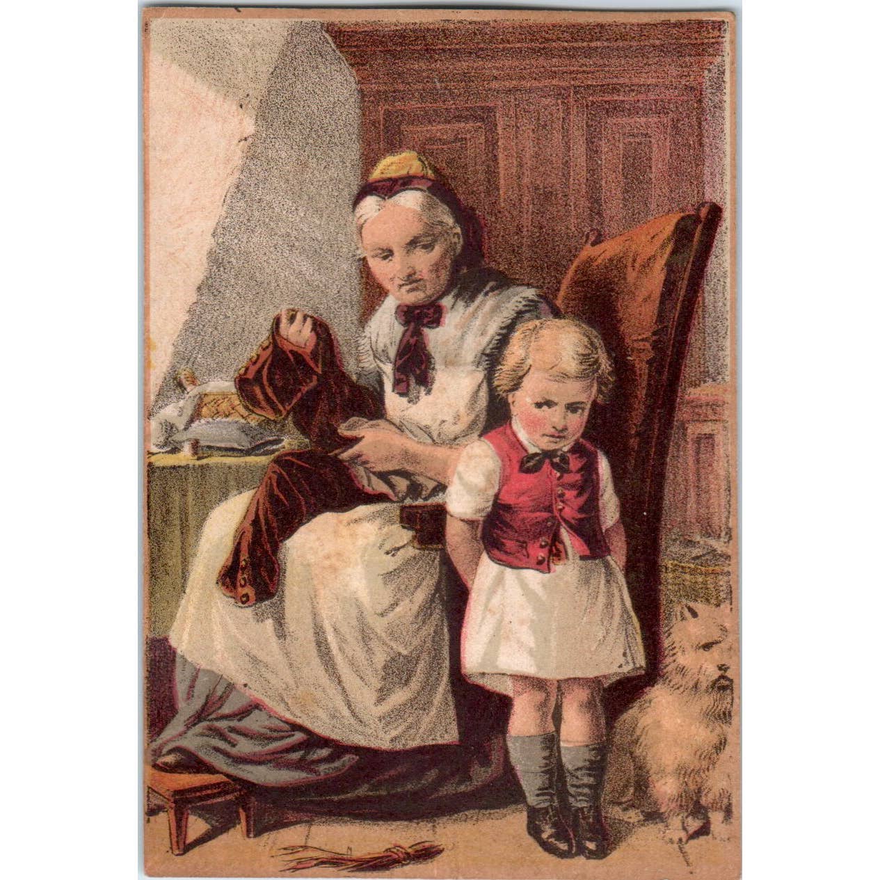 1880s Victorian Trade Card Borax - Nursery Maid, Guilty Child and Dog SF2