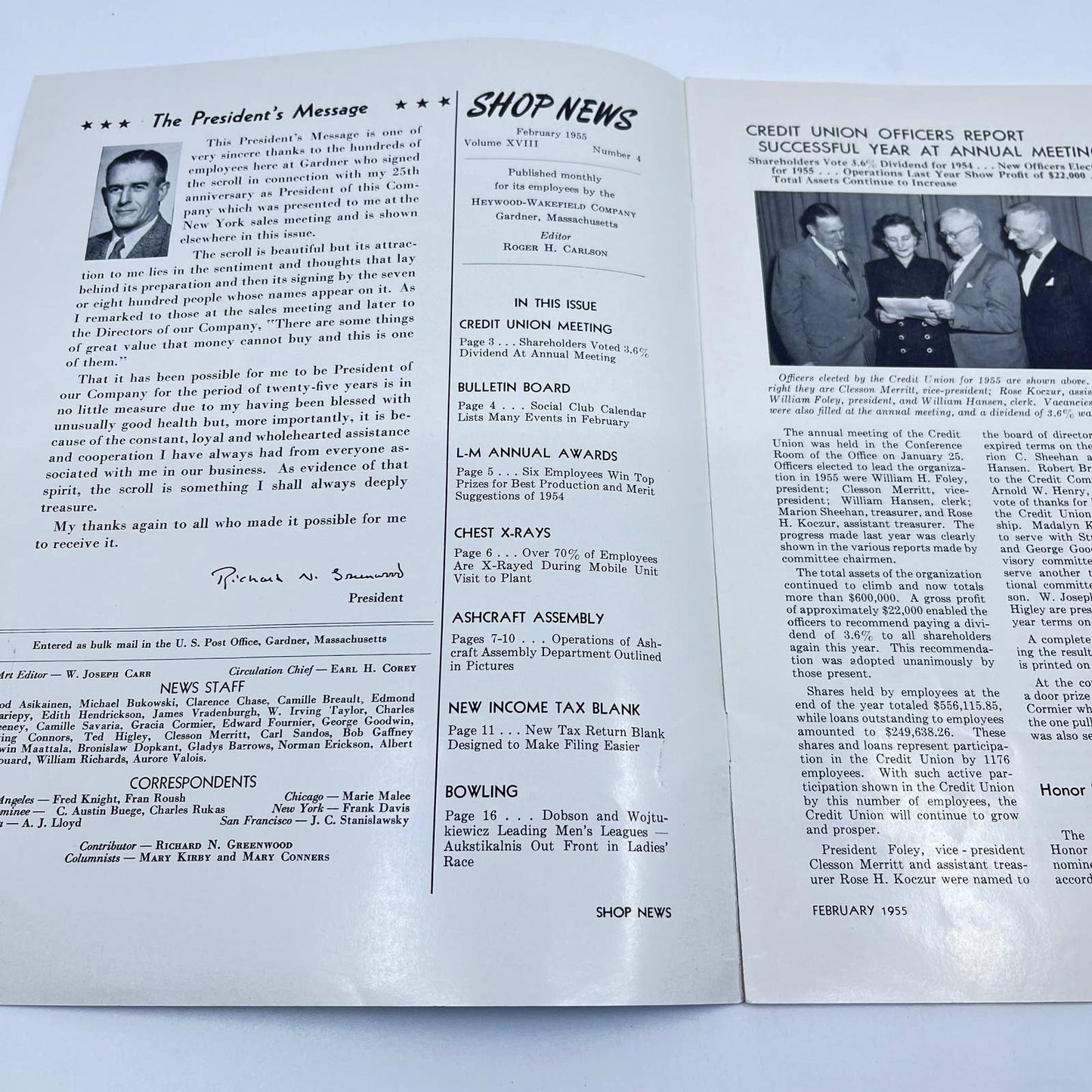1955 Feb - Heywood-Wakefield Shop News Company Newsletter XVIII TC6
