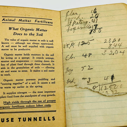 1948 F.W. Tunnell & Co. Fertilizers Pocket Notebook Philadelphia, PA SC2