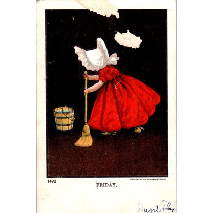 Sunbonnet Girl Days of the Week Ullman Friday 1907 Original Postcard TK1-27