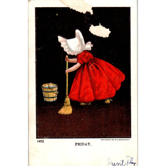 Sunbonnet Girl Days of the Week Ullman Friday 1907 Original Postcard TK1-27