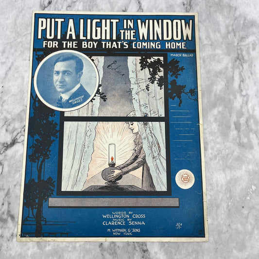 Put a Light in the Window WWI Wellington Cross 1919 Sheet Music TK2-SM3