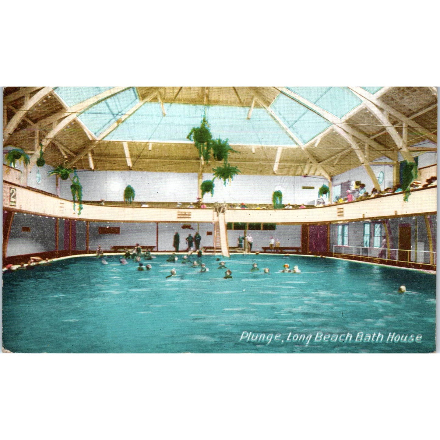 Antique Postcard Plunge Long Beach Bathhouse California SE3-2