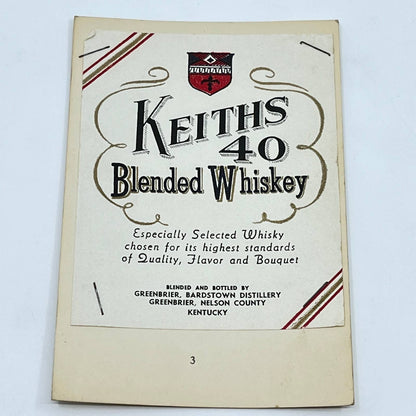 Keith’s 40 Blended Whiskey Label Greenbriar Bardstown Distillery KY