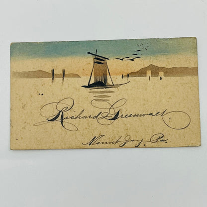 RARE 1800s Hand Illustrated Business Card Richard Greenwald Mount Joy PA SAH9-S9