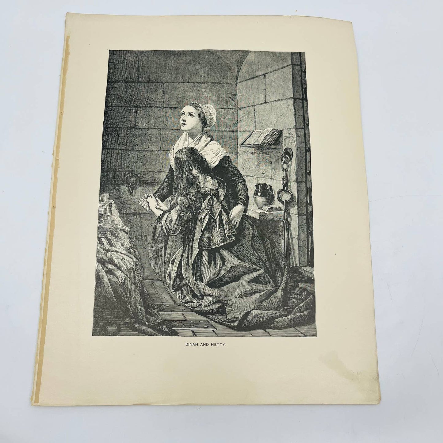 1880s Victorian Art Print Engraving George Eliot Adam Beade DINAH AND HETTY