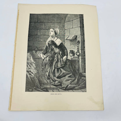 1880s Victorian Art Print Engraving George Eliot Adam Beade DINAH AND HETTY