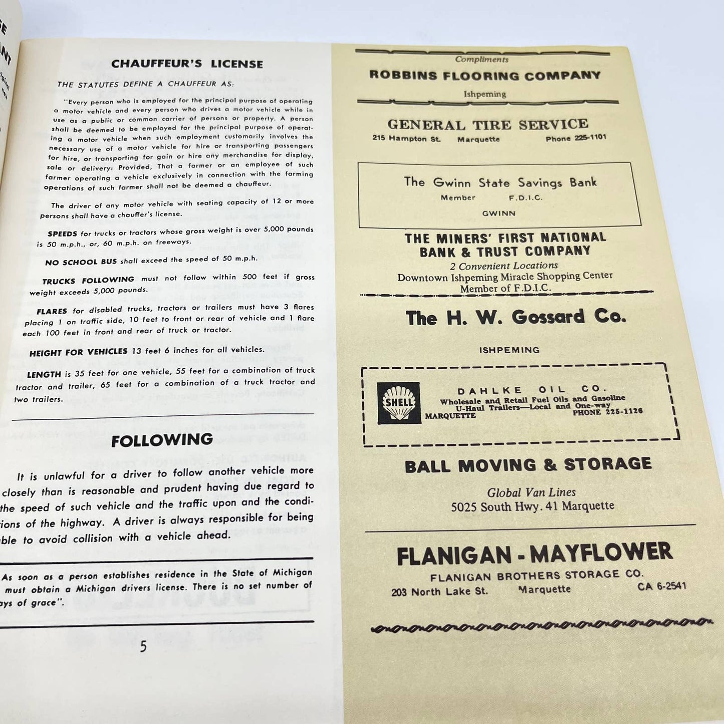 1960s Menominee County Sheriff’s Safety Guide Booklet MI TC6