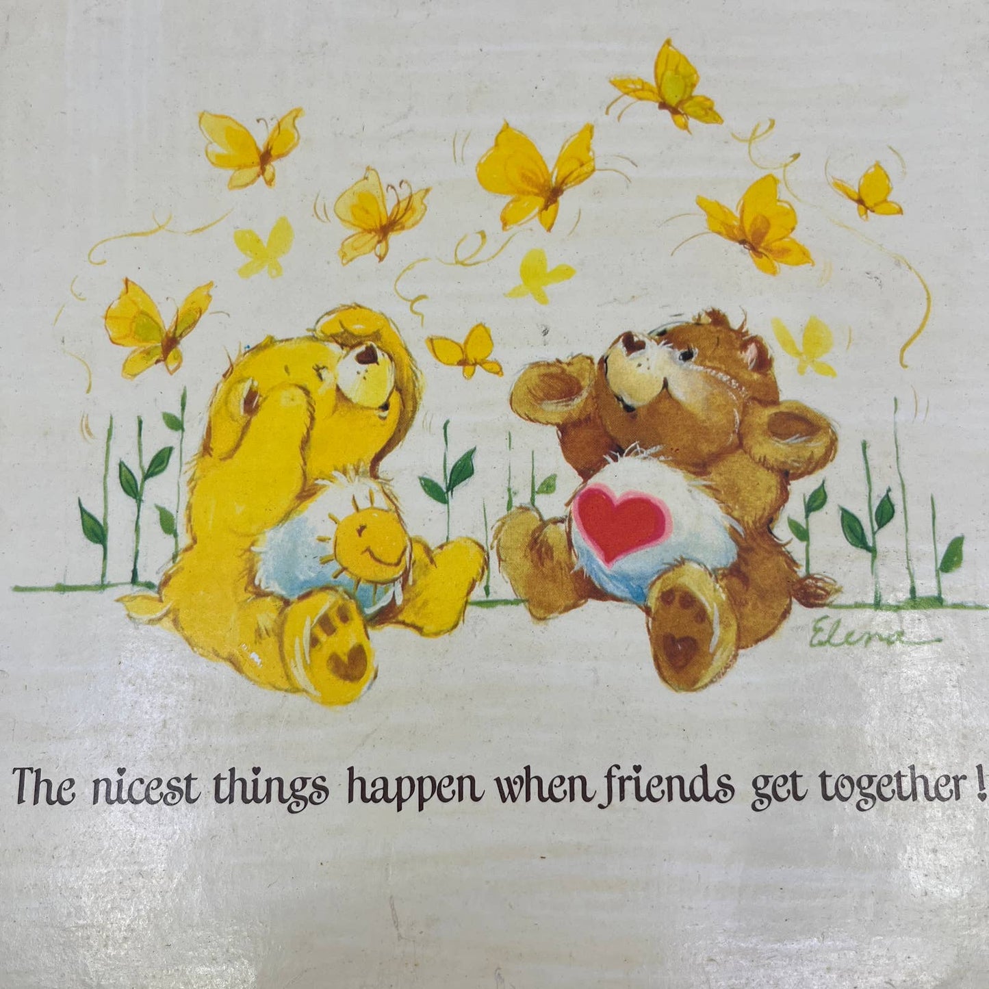 1980s Kitsch Kids Wall Art Care Bears ...When Friends Get Together 10.5" TI4