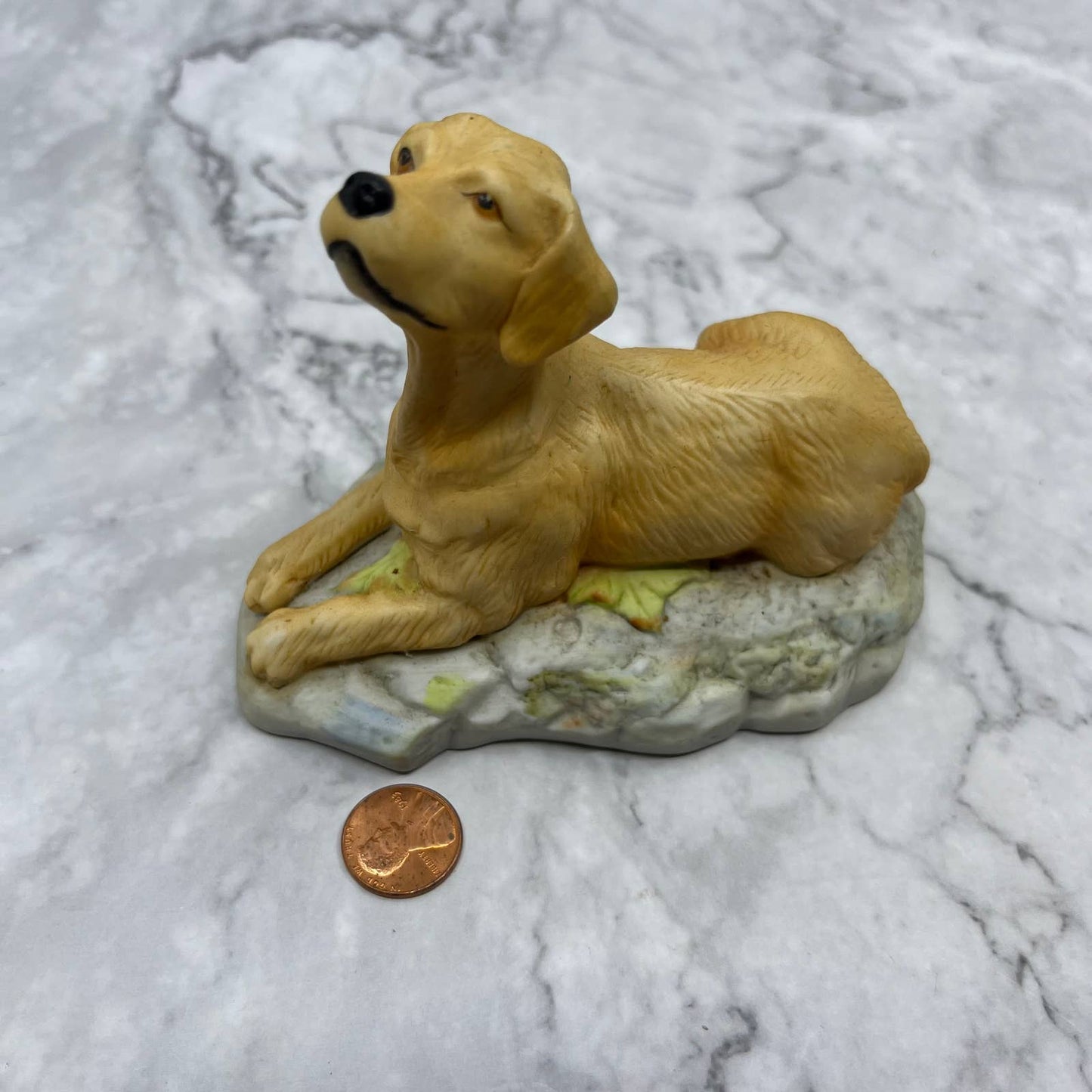 Vintage Hand Painted Ceramic Golden Retriever Dog Figurine 5.5x4" TA1