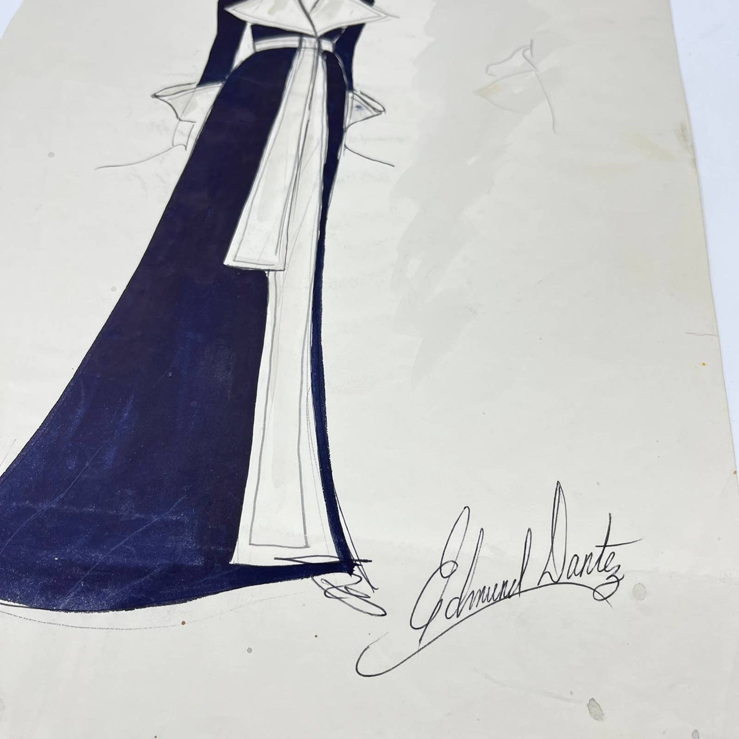 1960s Original Fashion Overcoat Illustration By Edmund Dantez 10x14” FL1