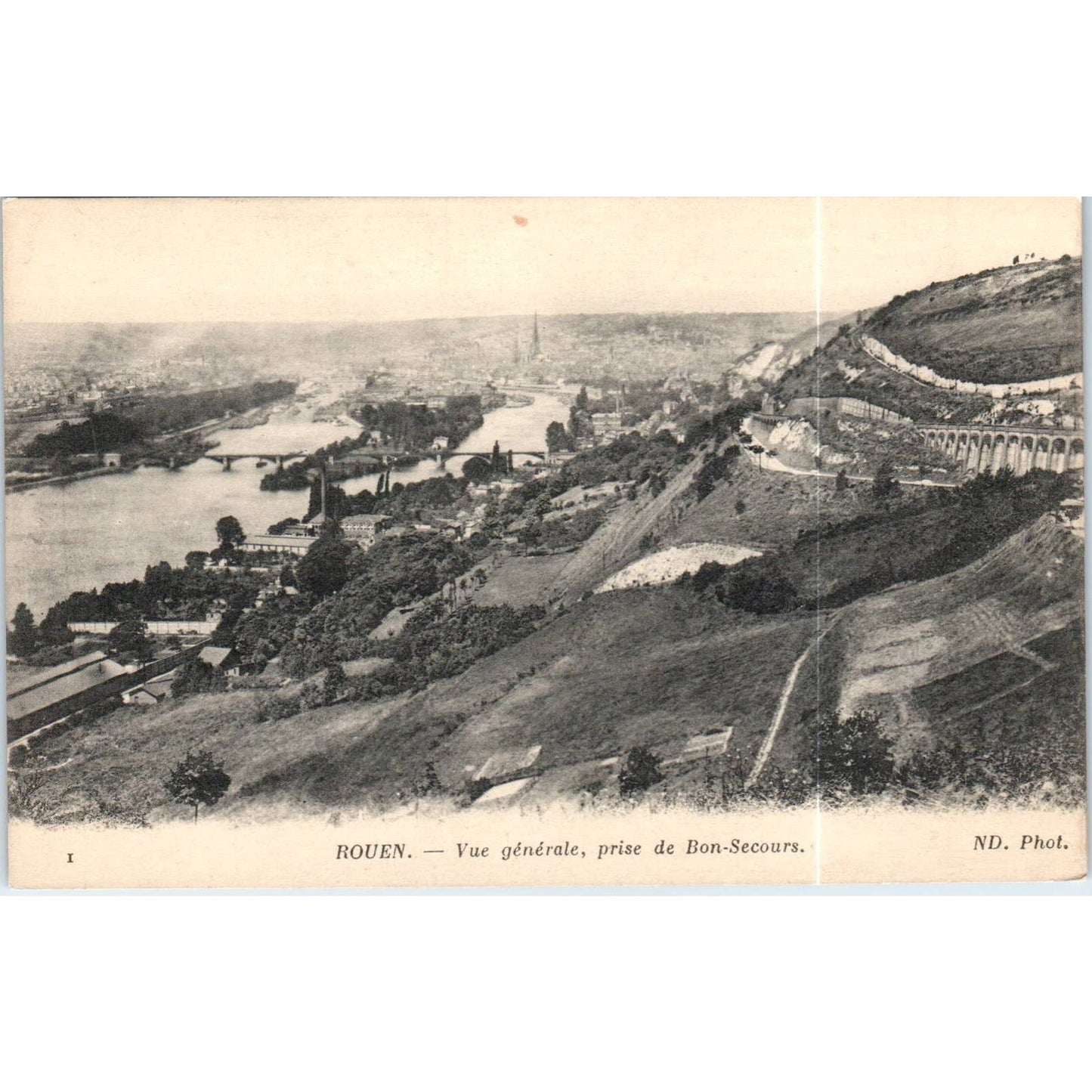 Rouen Vue Générale Prise de Bon-Secours Original Postcard TK1-P20