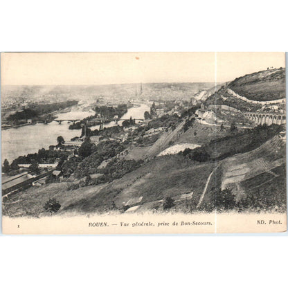 Rouen Vue Générale Prise de Bon-Secours Original Postcard TK1-P20