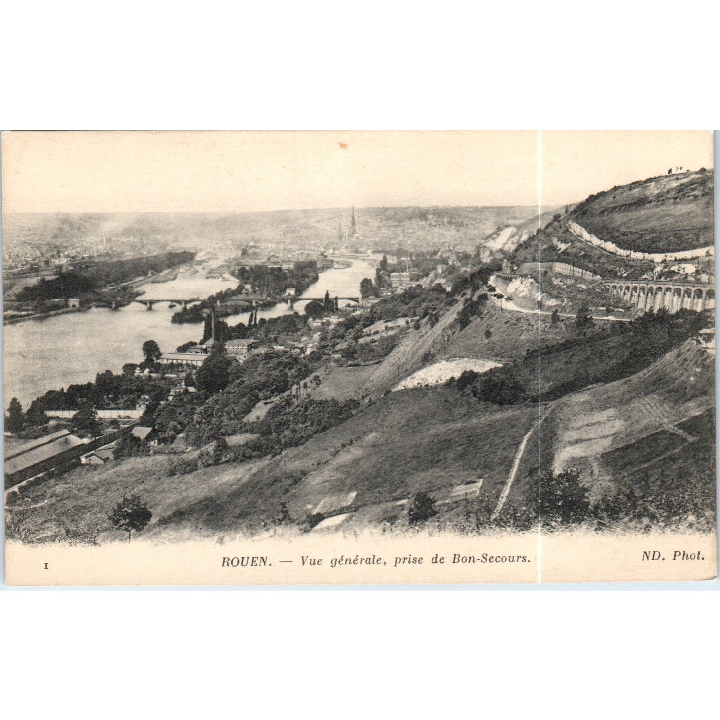 Rouen Vue Générale Prise de Bon-Secours Original Postcard P1-15
