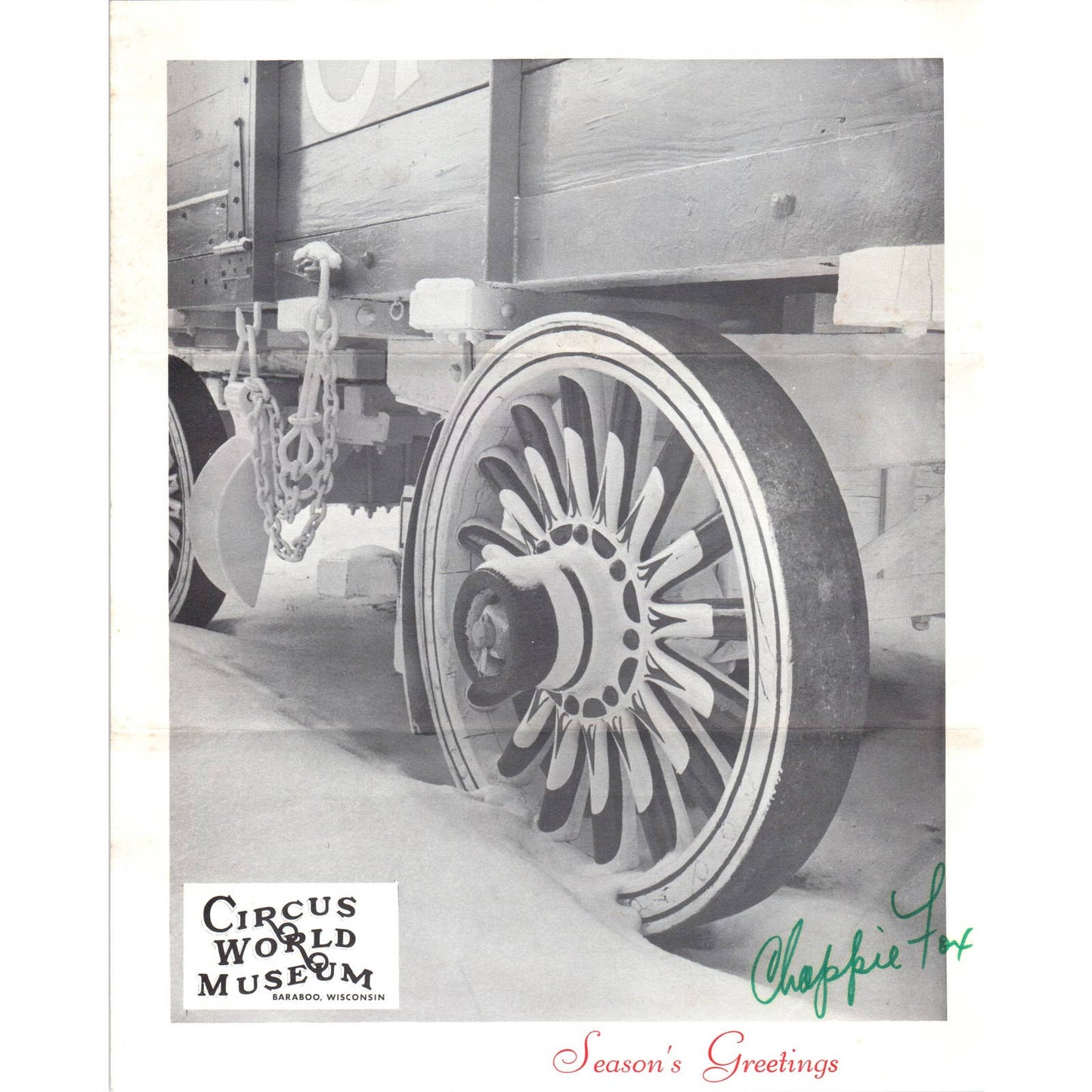 Vintage SIGNED Chappie Fox Christmas Leaflet Circus World Museum Baraboo WI AD4
