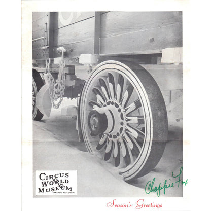 Vintage SIGNED Chappie Fox Christmas Leaflet Circus World Museum Baraboo WI AD4