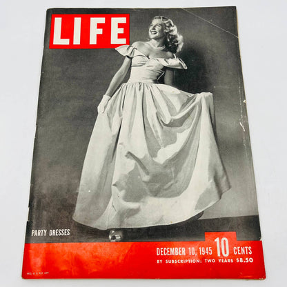 LIFE MAGAZINE DECEMBER 10TH 1945 PARTY DRESSES, JEAN WELCH, NAZI TRIALS