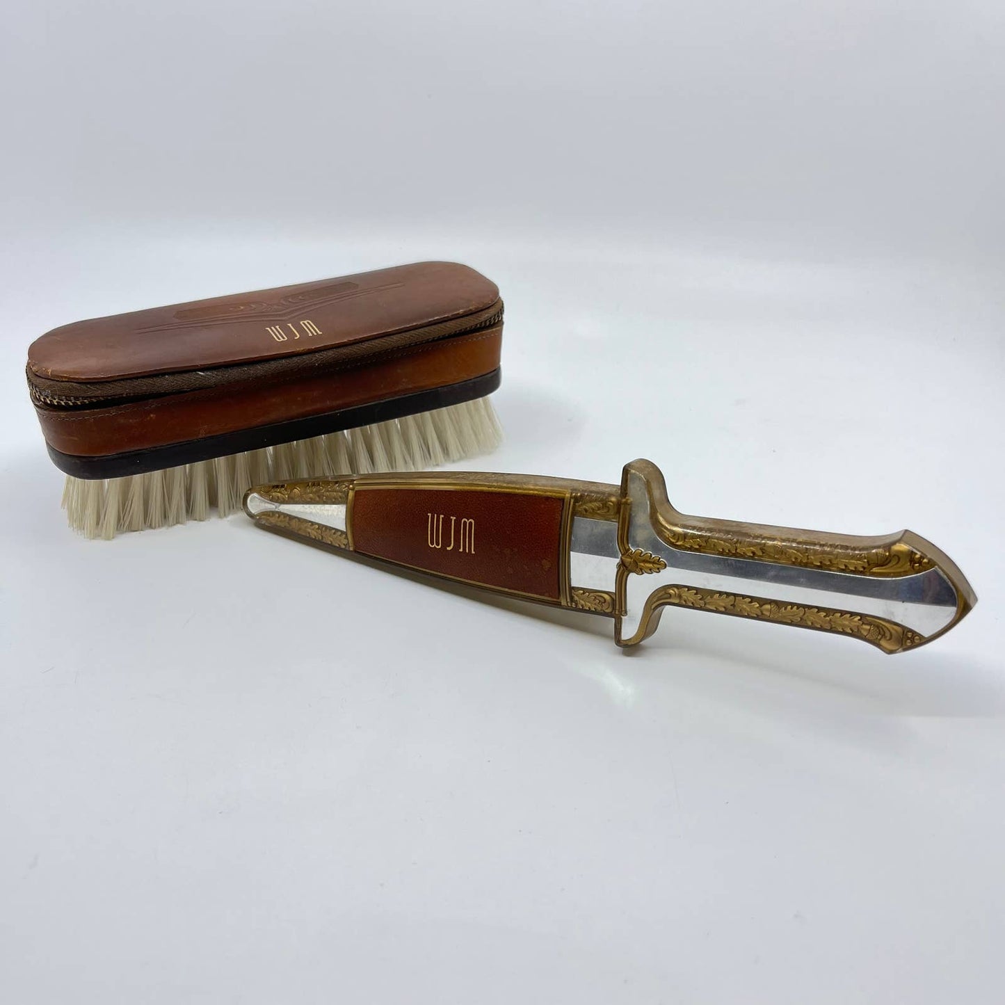 Vintage Men’s Shoe Brushes Monogrammed “WJM” TF3