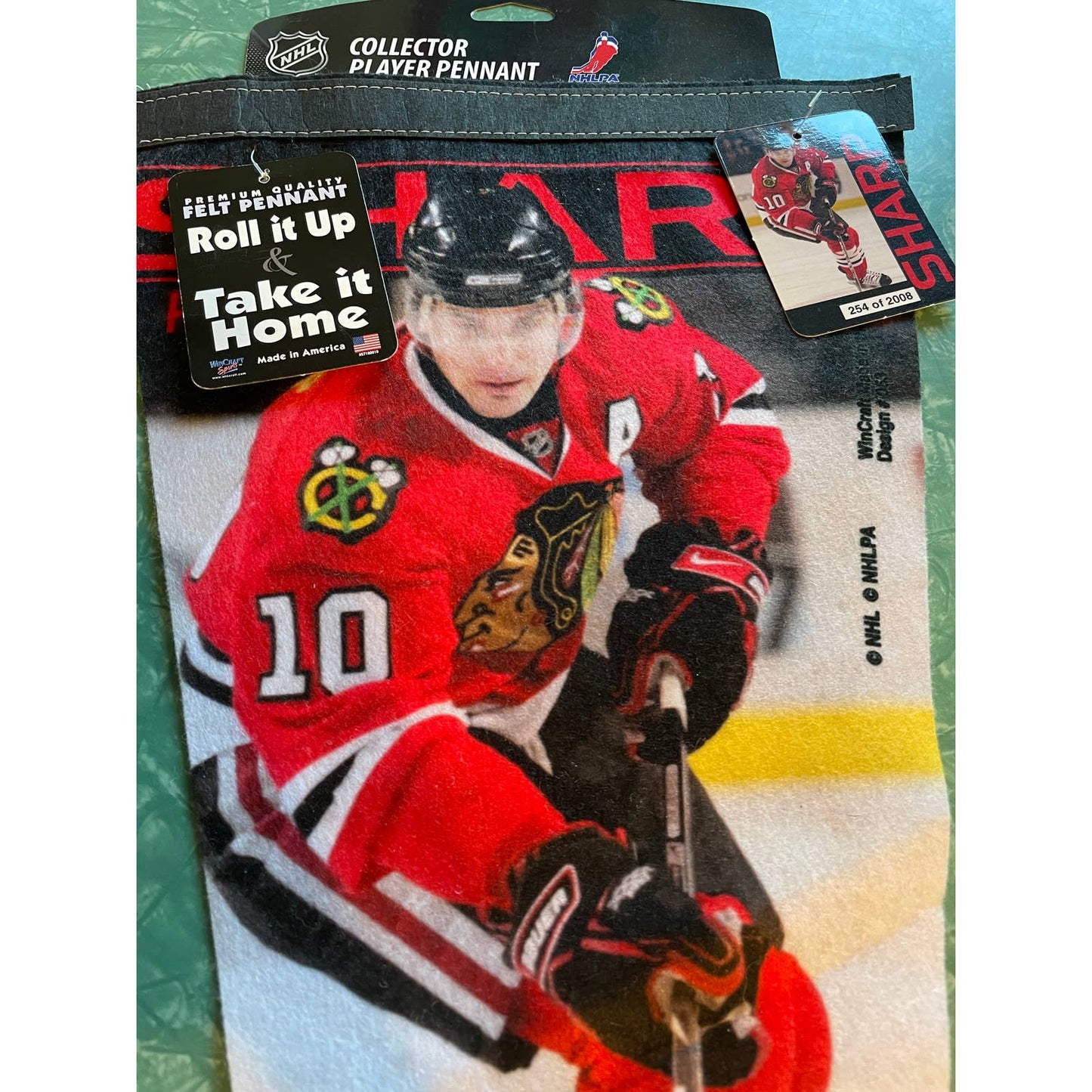 Vintage NHL NHLPA Hockey Chicago Blackhawks Patrick Sharp Felt Pennant Souvenir