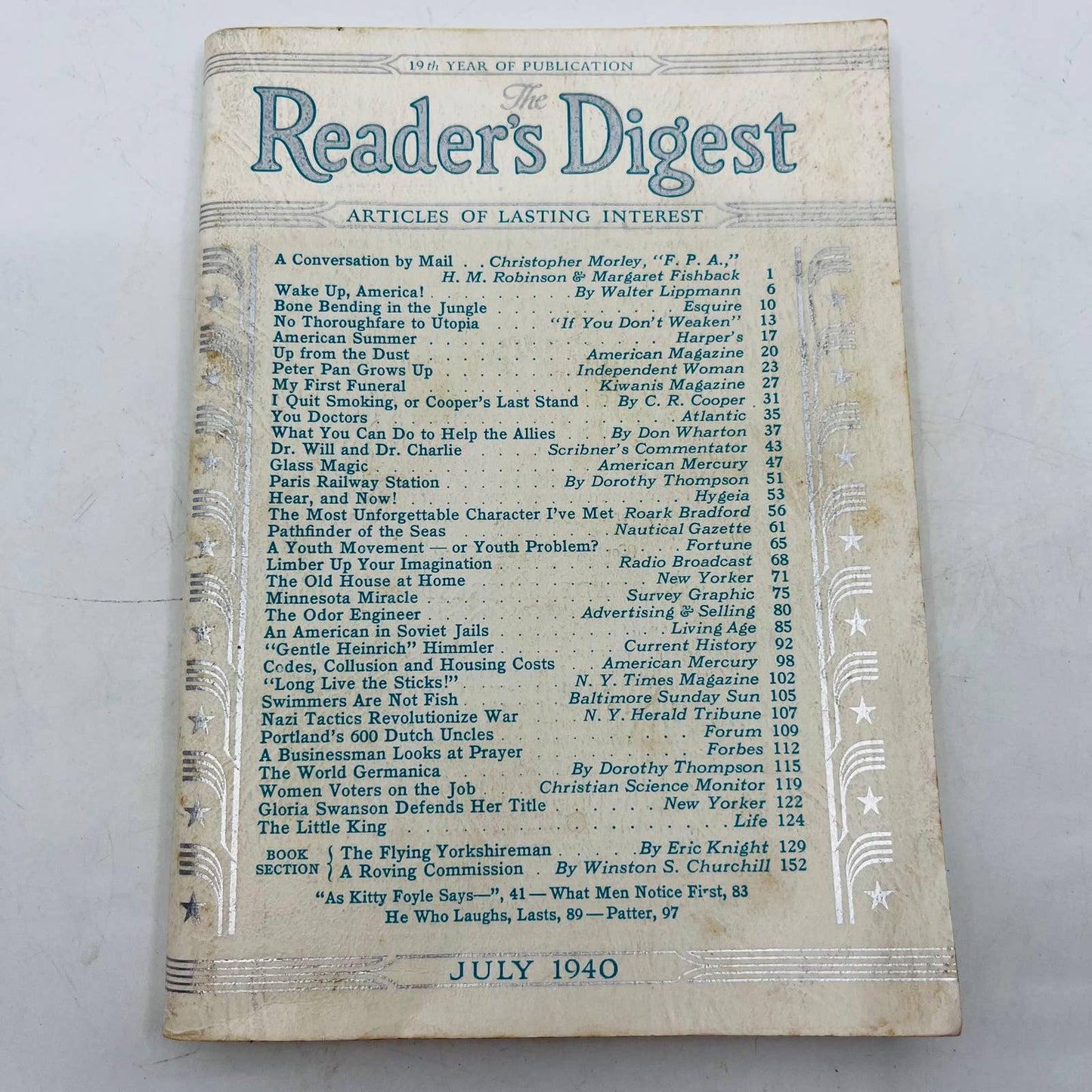 Reader's Digest July 1940 WWII Aid Soviet Jails Heinrich Himmler Churchill BA4