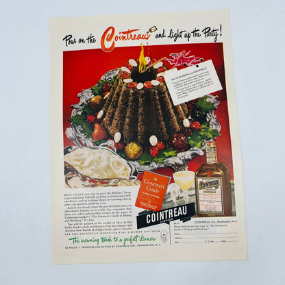 1949 Cointreau Liqueur Christmas Plum Pudding 12.5 x 9.5” TA8