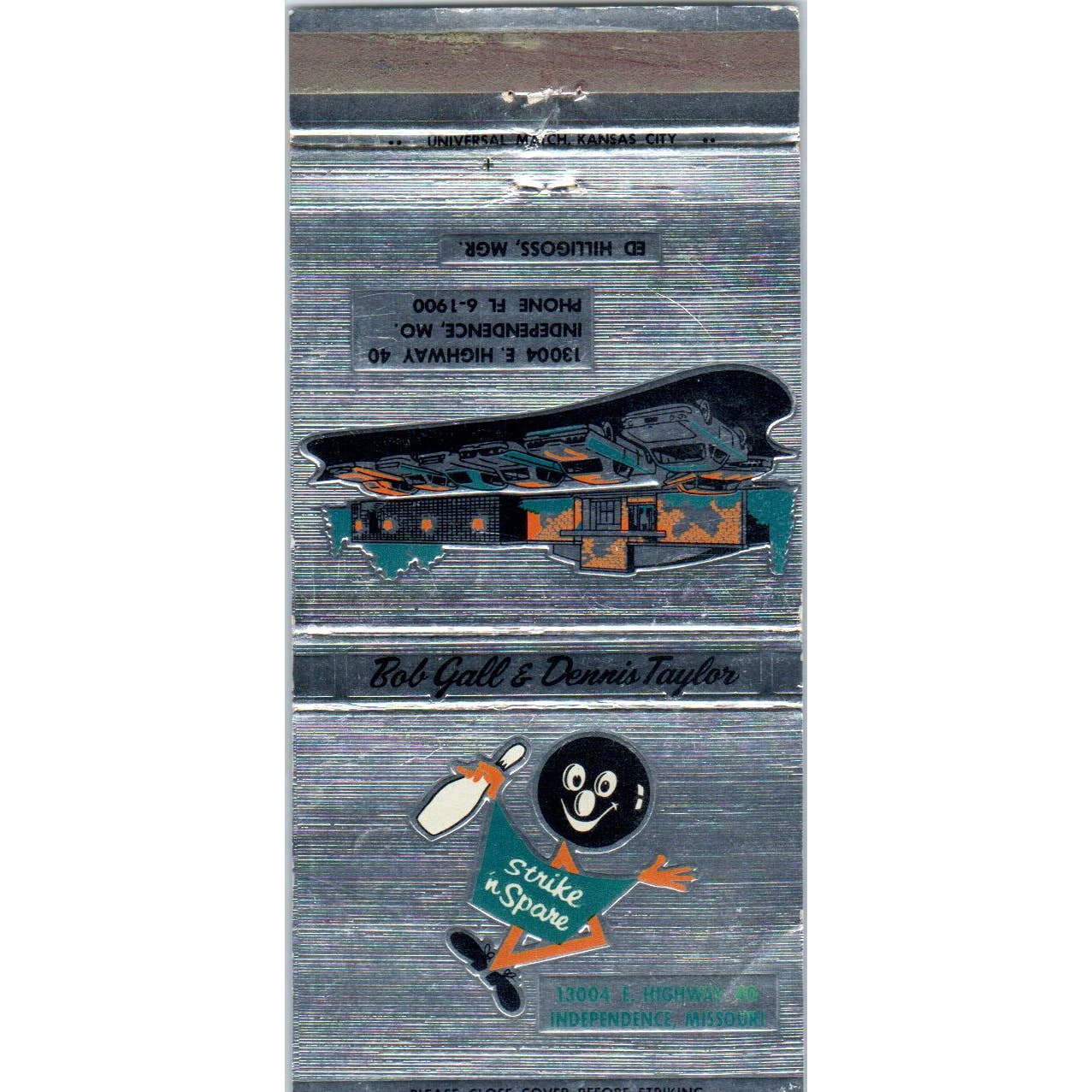Strike N' Spare Bob Gall Dennis Taylor Bowling Independence MO Matchbook SA1-M7