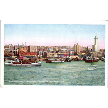 Vintage Postcard Coleman & Grand Trunk Pacific Docks Seattle Washington TD9-W2