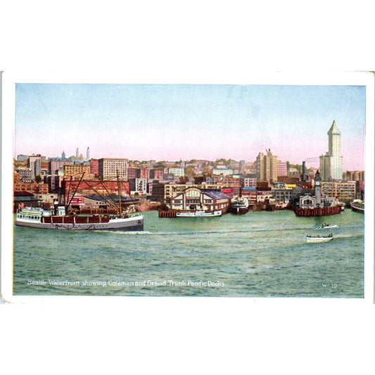 Vintage Postcard Coleman & Grand Trunk Pacific Docks Seattle Washington TD9-W2
