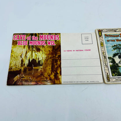 Vintage Set of 2 Wisconsin Blue Mounds Dells Fold Out Postcard Books EA2