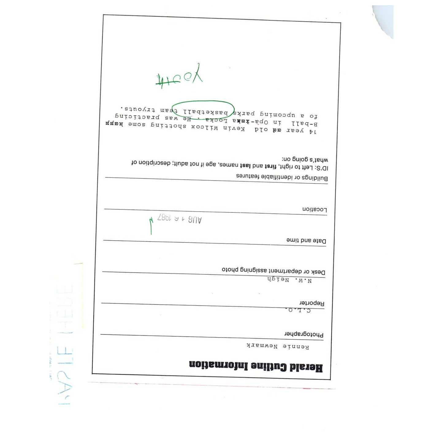 1987 Press Photo Basketball Kevin Wilcox Opa-Locka FL Practicing 8x10" AD3