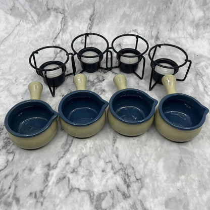 Réchaud à Beurre EarthenWare Butter Sauce Warmer Crocks Set of 4 in Box TK1