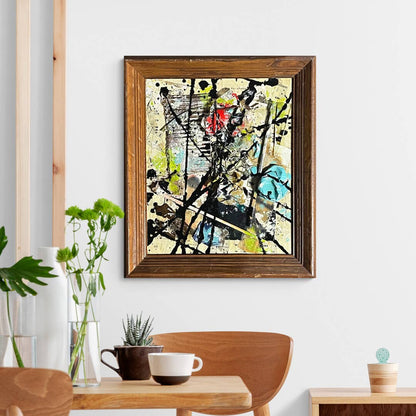 Original Framed Abstract Art Found Object Assemblage Collage 12x14.5” With COA