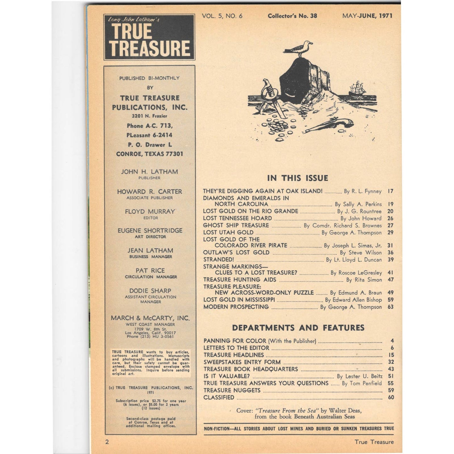 Long John Lathams Lost Treasure Magazine Lost Mines, Buried, Sunken Jun 1971 MB1