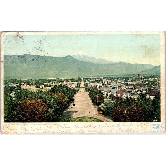 1908 Colorado Springs & Pikes Peak Colorado Original Postcard P1-11