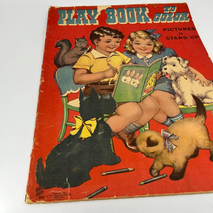 1945 Jumbo Coloring Book Play Book To Color Pictures to Stand Up Akron Ohio TB4